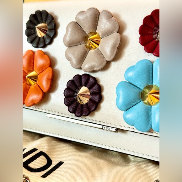 Fendi Calfskin Nappa Floral Wallet On A Chain - Picture 3 of 14